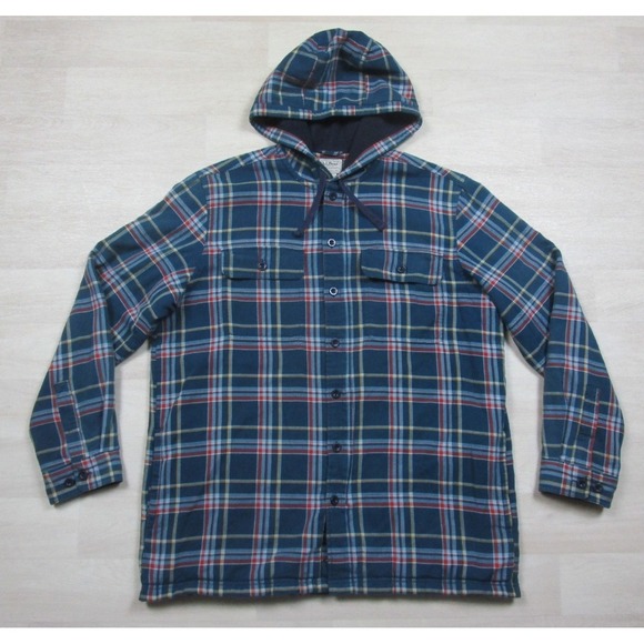 LL Bean Other - Vintage Y2K LL Bean Fleece Lined Flannel Full Zip Hoodie Mens (L) Plaid Workwear